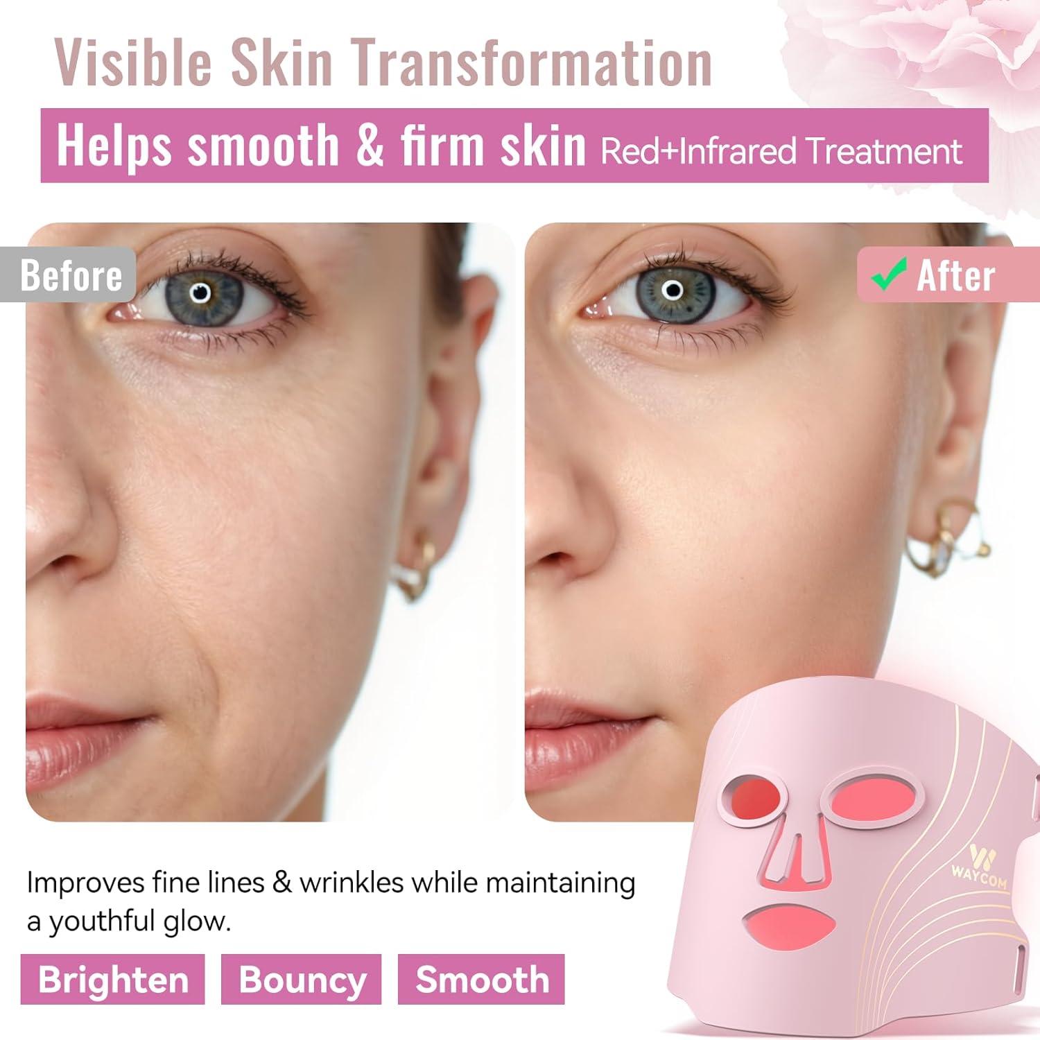 Red Light Therapy Mask for Face – Pink