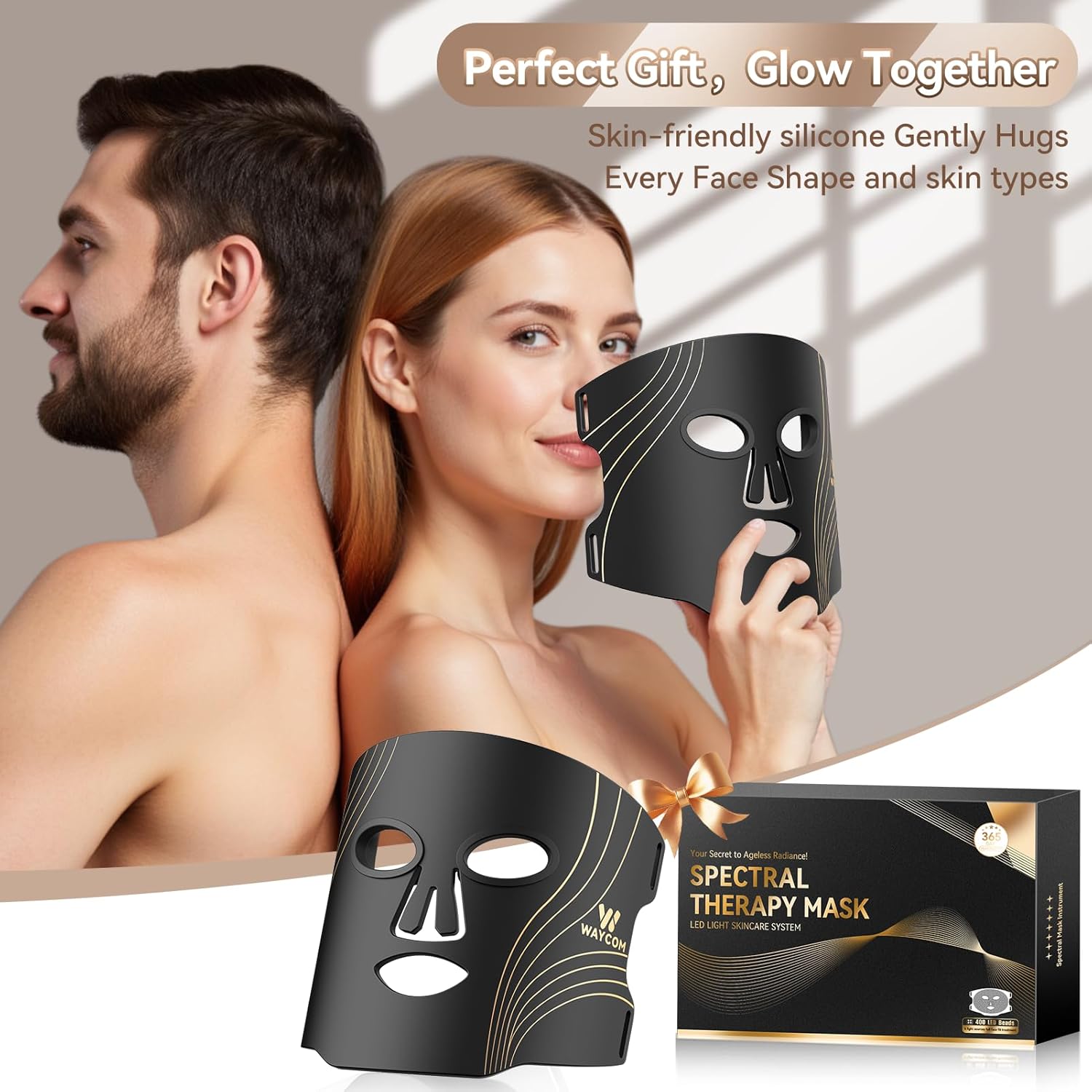 Red Light Therapy Mask for Face – Black