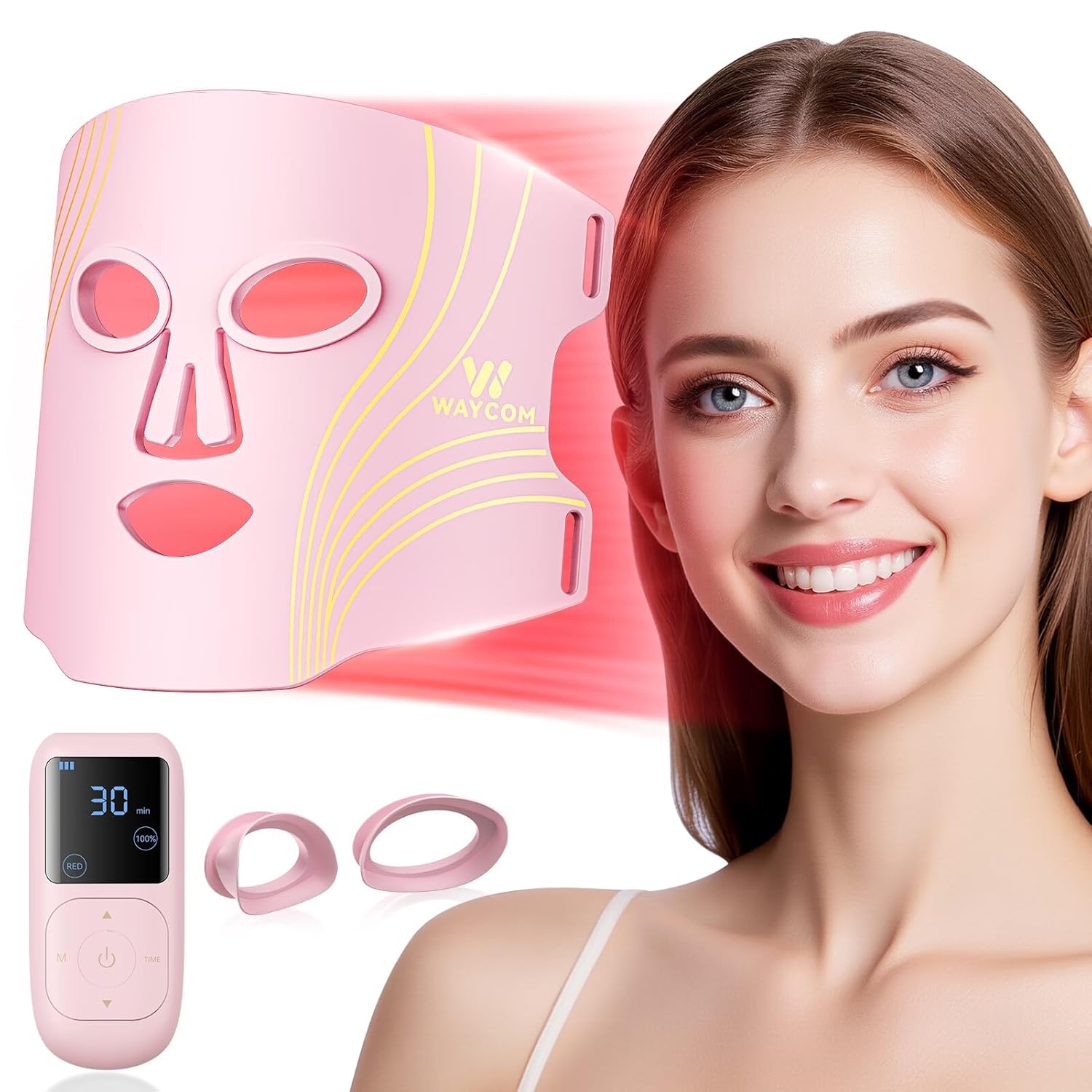 Red Light Therapy Mask for Face – Pink