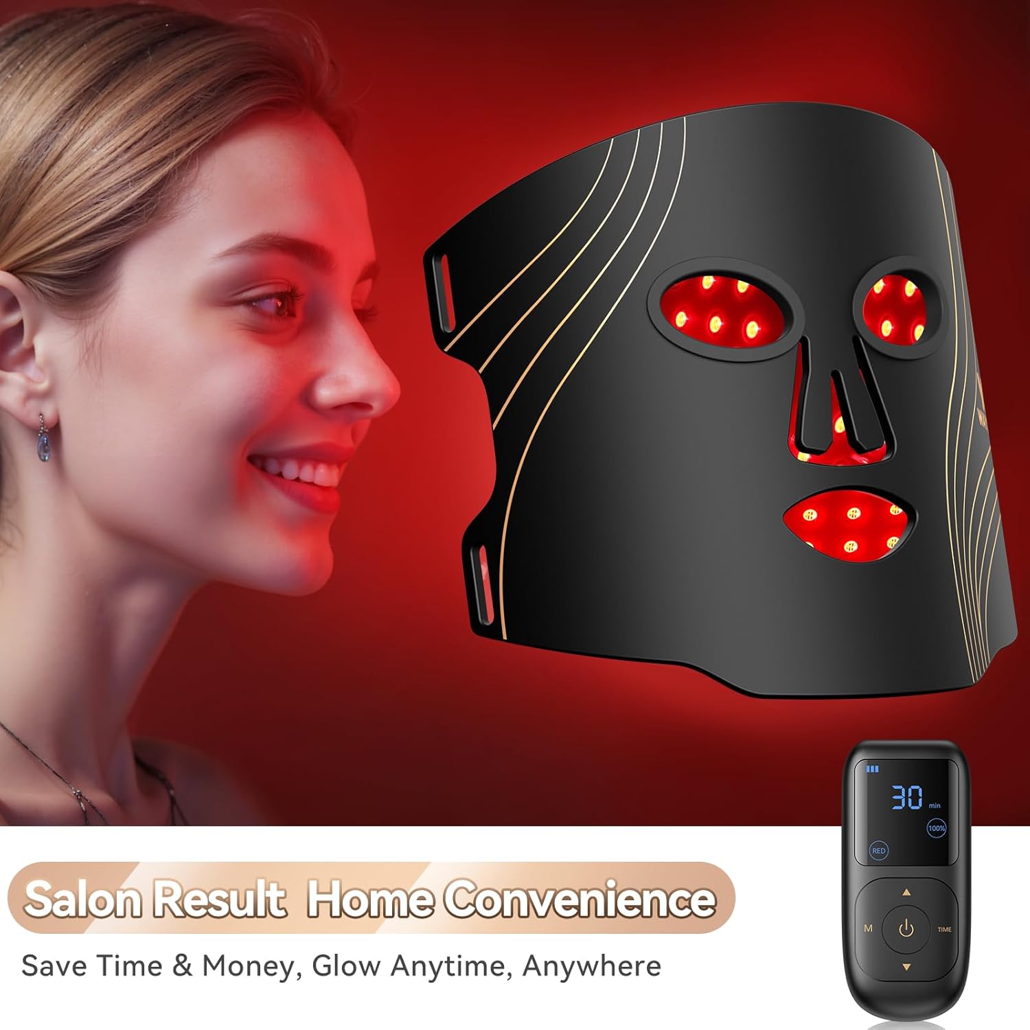 Red Light Therapy Mask for Face – Black